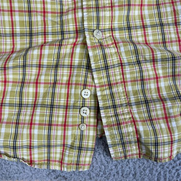 Eddie Bauer Shirt Mens Large Green Red Plaid Short Sleeve Button Pockets Vintage - Picture 4 of 11